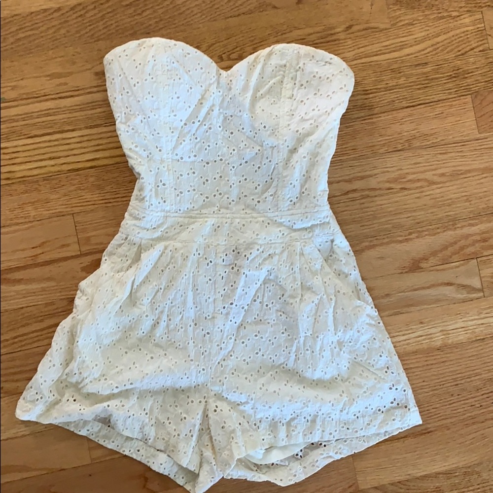 Strapless tie back romper